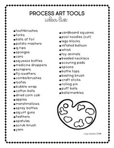 a printable worksheet for kids to learn how to use the art tools