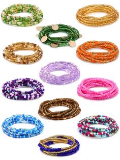 PRICES MAY VARY. Available 12 Styles: the package comes with 12 pieces of waist beads for women, available in different styles, each measures approx. 127 cm/ 50 inches in length; You can choose them to match your everyday outfit and make you look different every day Reliable to Wear: these weight loss beads for waists are threaded with colorful beads and cotton threads, safe and odorless, non stretching and sturdy, not easy to fade, deform or break; We additionally provide a tube of glue, which Belly Beads, Waist Jewelry, African Accessories, Waist Beads, Beads Chain, Belly Chain, Bracelet Ideas, African Jewelry, Waist Chain