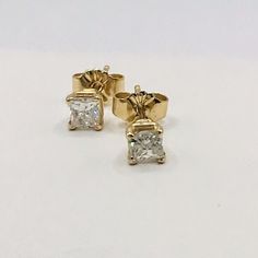 Classic 14k Yellow Gold Princess Cut Diamond Stud Earrings Each Earring Has A+0.25ct Princess Cut Diamond F Color Very White! Hallmarked 14k Comes With 14k Yellow Gold Butterfly Backs Princess Cut Gold, Luxury Wear, Princess Cut Diamond, Diamond Stud Earrings, Gold Butterfly, Diamond Stud, Princess Cut Diamonds, Diamond Earrings Studs, Princess Cut