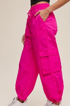 Take Me To Tomorrow Cargo Pants - J. Cole ShoesLISTICLETake Me To Tomorrow Cargo Pants Hot Pink Style, Parachute Pants Outfit, Pink Wardrobe, Midi Jumpsuit, All Weather Boots, Pink Joggers, J Cole, Pink Style, Pink Pants