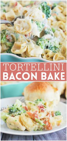 tortelli bacoon bake with broccoli and cheese