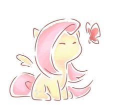 a drawing of a pink pony with a butterfly on it's back and wings