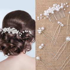 PRICES MAY VARY. Nice Combination Set: we will provide you with 1 piece pearl hair comb, 8 pieces pearl hair clips, 9 pieces are in total, various and elegant styles in combinations and matching, nice for wedding, brides, bridesmaids or for stage, make you more charming Faux Pearls Design: hair pins for wedding hairstyles are decorated with faux pearls, elegant design will make your hair shine under sunlight and spotlight, you can combine these styles together or use them separately, add charms Pearl Bobby Pins, Updos Hair, Bride Wedding Hair, Pearl Hair Comb Wedding, Bridal Hair Pins Pearl, Pearl Bride, Silver Hair Clip, Pearl Hair Combs, Side Comb