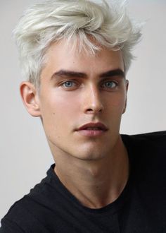 Platinum Blonde Hair Men, Maude Fealy, Kai Aesthetic, Face Practice, White Hair Men, Male Angels, Men Blonde Hair, Guy Fashion, Blue Eyed Men