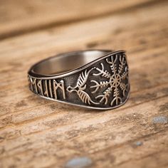 Stainless Steel Helm of Awe and Raven Ring-Viking Ring-Norse Spirit Viking Rings For Men, Raven Ring, The Helm Of Awe, Two Ravens, Nordic Gifts, Helm Of Awe, Symbol Of Power, Vikings Gifts, Viking Designs