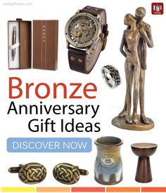 brochure for bronze anniversary gift ideas, including an image of a statue and other items