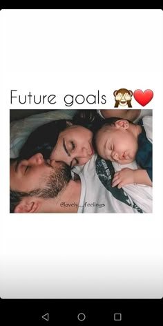 a man and woman laying next to each other on top of a bed with the caption'future goals'above them