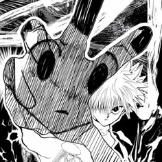 a black and white drawing of two anime characters