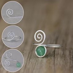 Diy Wire Jewelry Rings, Silver Wire Rings, Diy Silver Jewelry, Wire Jewelry Rings, Wire Wrapped Jewelry Tutorials, Swirl Ring