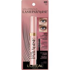 L’Oreal Paris Voluminous Lash Paradise Mascara gives your lashes instant breathtaking volume and length- New formula infused with luscious floral oils. L'Oreal Paris Voluminous Makeup Lash Paradise Volume Mascara, Black, 0.28 fl oz; Give your eye lashes instant breathtaking volume and length for up to 24 hours New formula infused with flower oils Lashes feel conditioned and supple to the touch Clump-resistant, smudge-resistant and suitable for sensitive eyes Ultra-soft application and dense, fuller-looking lashes Black Brown Mascara, Lash Paradise Mascara, Paradise Mascara, Full Eyelashes, Smudge Proof Eyeliner, Voluminous Mascara, Lash Paradise, Brown Mascara, Blackest Black