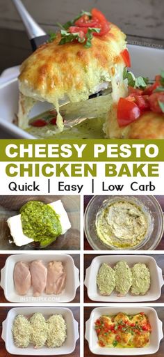 cheesy pesto chicken bake recipe with instructions