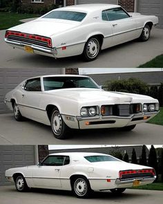 two pictures of the same white car in different stages of being restored and painted to look like