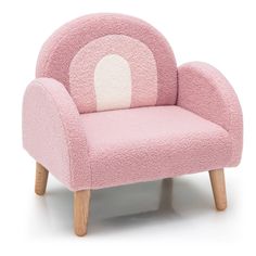 a pink chair with a white circle on it