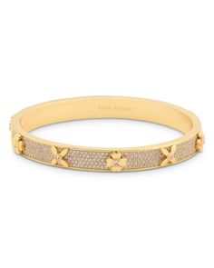 kate spade new york Pave Flower Bangle Bracelet in Gold Tone Michael Kors Shop, Bracelet Stacks, Wedding Flats, Shoe Boutique, Loafer Mules, Spade Jewelry, Kate Spade Jewelry, Fall Shoes, Pump Sandals