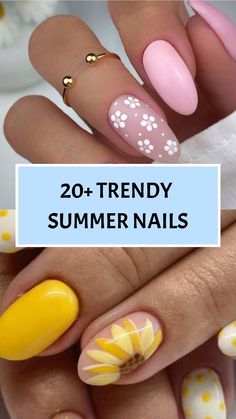 Summer Gel Nails 2024: 21 Ideas Ocean Gel Nails, Lemon Nails, Palm Tree Nails, Blue Gel Nails, Summer Gel Nails, Watermelon Nails, Sunny Vibes, Tropical Patterns