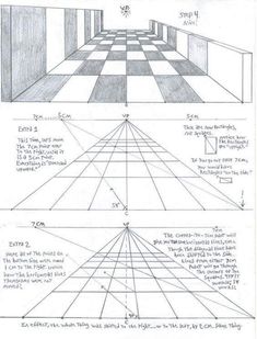 two drawings showing different angles and lines in the same room, one is drawn with pencil