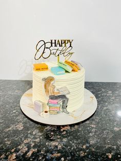 a birthday cake with the words happy birthday on it