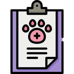 a clipboard with a dog's paw and cross on the front, it is purple