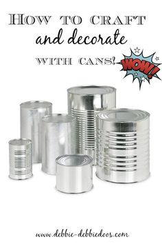 several tin canisters are stacked on top of each other