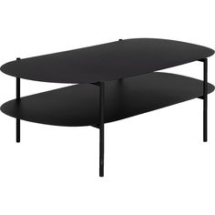 a black coffee table with two shelves on each side