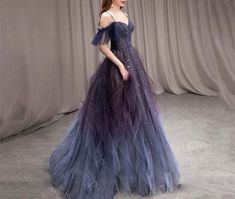 Gradient Starry Slip Fairy Prom Dress,Off Shoulder Tulle Fairy Prom Dress Dark Romantasy, Starfall Ball, Women Evening Dresses, Fairy Prom Dress, डिजाइनर कपड़े, Dresses Tulle, Tulle Evening Dress, Night Court, Prom Dresses Sleeveless