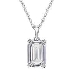 PRICES MAY VARY. A simple solo pendant with emerald cut cubic zirconia sparkle makes this everyday necklace the perfect addition to any stack. Metal: rhodium plated sterling silver, Stone: cubic zirconia, 8*12mm, Chain Length: 16"+2" We use 925 sterling silver with rhodium plating in this stunning necklace. Rhodium is much expensive than normal platinum and white gold, and after polishing, our product last longer compare to normal market product. Lead, nickel free, friendly to sensitive skin. Hi Cheap Rhinestone Pendant Necklace, Cz Silver Necklace, Dimond Shaped Necklace, Silver Zircon Necklace, Diamond Necklaces Pendant, Diamond Pendant Necklace Zales, Hot Diamonds Necklace, Luxury Diamond Pendant Necklace, Luxury Silver Necklace