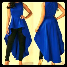 Dramatic Elegant High-Low Top (Preorders... Runs Small. I Recommend Ordering Up 2 Sizes.) Cm & Dm Royal Blue Top Outfit, Blue Top Outfit, Denim Clothes, Clothes Black, High Low Blouse, Trendy Tops For Women, Elegante Casual, Cheap Womens Clothing, Women Christmas