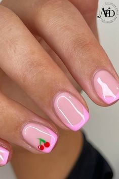 Do It Yourself Nails, Builder Gel Nails, Short Gel Nails, Cherry Nails, Summery Nails, Nails Spring