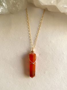 DETAILS "I share my gifts with the world with both ease and grace, creating positive change as I do." Terminated Carnelian Crystal measures approx. 26x8mm. Shown with our Bead Chain. Available in both 14k gold filled or sterling silver. *All stones/crystals are chosen intuitively and not every two are the same. Each stone offers it's own uniqueness and beauty from it's natural/raw form. CHAIN OPTIONS Customize your necklace with our following chain styles: Standard, Oval, Satellite, Gemstone Ros Cheap Red Spiritual Necklaces, Fire Crystal Necklace, Carnelian Crystal Necklace, Orange Crystal Necklace, Luxury Spiritual Orange Necklace, Necklaces Crystal, Fire Necklace, Red Crystal Necklace, Gold Crystal Necklace