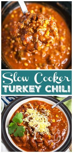 slow cooker turkey chili with corn and parmesan cheese