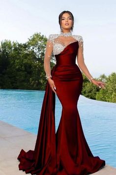 Elegante Abendkleider Lang Weinrot | Abiballkleider mit Ärmel Purple Prom Dress Mermaid, Long Sleeve Prom Dress Mermaid, Purple Prom Dress Long, Elegant Evening Dresses Long, Prom Dress Long, Long Sleeve Prom, Purple Prom Dress, Sweetheart Prom Dress, Burgundy Prom Dress