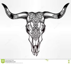 the head of a bull with an ornament pattern