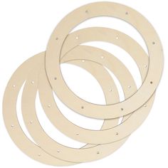 six pieces of unfinished wooden circles on a white background