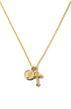 Child of Wild The Hail Mary Dainty Pendant Necklace, Main, color, Gold | Gold pendant jewelry Cross Necklace Gold, Child Of Wild, Cross Charm Necklace, Dainty Pendant Necklace, Gold Pendant Jewelry, Dainty Pendant, Gold Cross Necklace, Hail Mary, Dope Jewelry