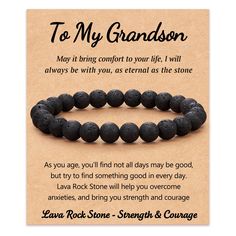 PRICES MAY VARY. ✪Lava Rock Stone Bracelet - Lava Rock Stone is a type of rock formed by volcanic eruptions. It undergoes the process of eruption and cooling, giving it the characteristics of hardness and durability. It symbolizes strength, balance, courage, and more ✪To My Grandson Bracelet - It has long been believed that wearing or carrying lava stones can bring strength, courage, and stability during difficult situations. Which is a great idea for grandson whenever Christmas, Birthday, Gradu Grandson Bracelet, To My Grandson, Grandparents Christmas, Valentines Day Presents, My Grandson, Obsidian Stone, Mama Gifts, Mothers Day Presents, Stocking Stuffer Gifts