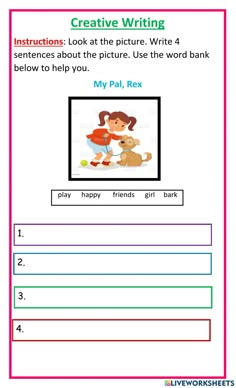 a worksheet for kids to learn how to write and draw pictures with their own words