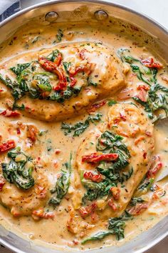 The 21 Fastest Paleo Recipes in the Universe #purewow #recipe #paleo #diet #dinner #easter #food #lunch Chicken With Spinach, Creamy Parmesan Sauce, Creamy Parmesan, Parmesan Sauce, Makanan Diet, India Food, Diet Vegetarian, Health Dinner Recipes, Spinach Stuffed Chicken