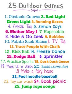 the 25 outdoor games list for kids