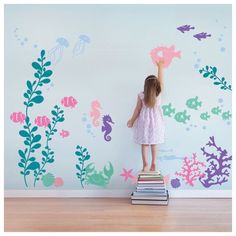 Deco Theme Marin, Sea Bedrooms, Deco Pastel, Sea Nursery, Mermaid Nursery, Kids Wall Decals, Sea Wall