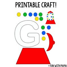 a printable letter g is for clowns and the letters g are in different colors