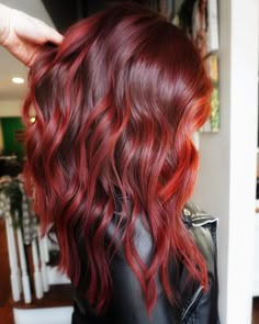 Fall 2023 Hair Trends Red, 2023 Red Hair Trends For Women, Red Hair Ombre Balayage, Red Color Melt Hair, Red Hair With Red Highlights, Dark Roots Red Hair Balayage, Fun Red Hair Color Ideas, Bright Red Balayage Hair, Red Hair With Dark Roots