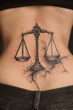 22+ Libra Tattoo Ideas To Inspire You Scale Of Justice Tattoo, Justice Scale Tattoo, Libra Back Tattoo, Scales Of Justice Tattoo, Libra Scale Tattoo, Libra Tattoo Ideas, Libra Scale, Scale Of Justice