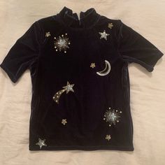 Boden Navy Velvet Dressy Short-Sleeved Shirt. Moon And Stars Details On The Front Of The Shit. Half Zip On Top Back. Never Worn. Whimsigoth Shirt, Galaxy Shirt, Dressy Shorts, Navy Velvet, Moon And Stars, Half Zip, Shirt Color, Kids Shirts, Shirts Tops