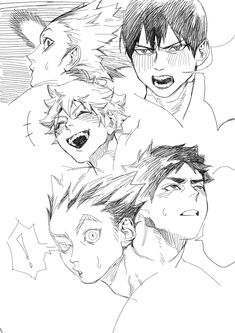 some anime characters with different expressions