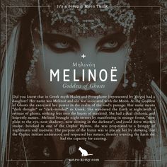 an advertisement for melinoe goddess of ghosts