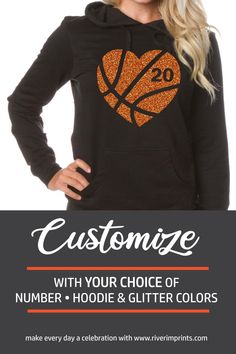 We love this glitter Basketball Heart hoodie by River Imprints!!  CLICK LINK to view more Colors & Options! #graphic #basketballbling #basketball #ballmom #riverimprints Make Them Proud, Glitter Basketball, Basketball Heart, Mom Tee Shirts, Comfy Jeans, Heart Hoodie, Custom Glitter, Ladies Tee Shirts, Mom Tees