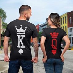 King Queen Shirts, Matching Tshirts, Couples Shirts, Couple Clothes, Couples Outfits, Couple T Shirts, Honeymoon Shirts, Pride Tees, Anniversary Shirt