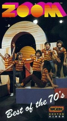 an advertisement for zoon's best of the 70's shows men in striped shirts on stage