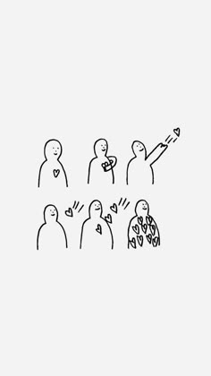 a drawing of several people with one person pointing at something on the other side of the screen