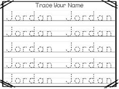 the trace your name worksheet for children to learn handwriting and writing with pictures